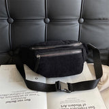 Corduroy Waist Bag Zipper Chest Bag Sport Travel Waist Belt Bags