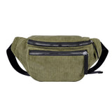 Women's Corduroy Waist Chest Bag Zipper
