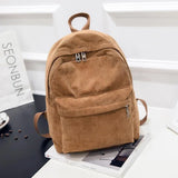 Corduroy Women Backpack School Bags for Teenage Girls Female Shoulder Pack