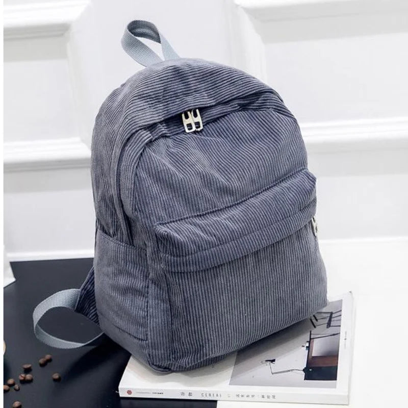 Corduroy Women Backpack School Bags for Teenage Girls Female Shoulder Pack