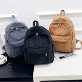 Corduroy Women Backpack School Bags for Teenage Girls Female Shoulder Pack