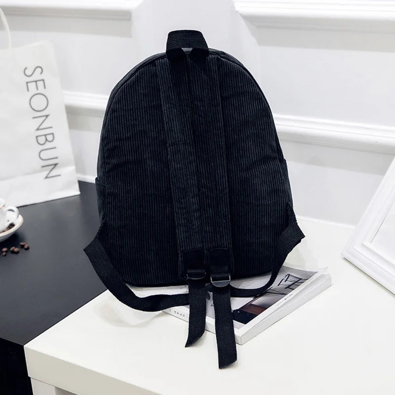 Corduroy Women Backpack School Bags for Teenage Girls Female Shoulder Pack