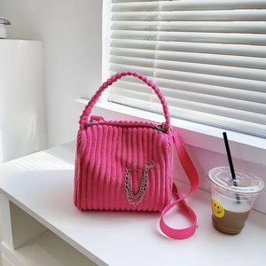 Corduroy Women Bags Casual Shoulder Messenger Bag Canvas Lady Tote Purse