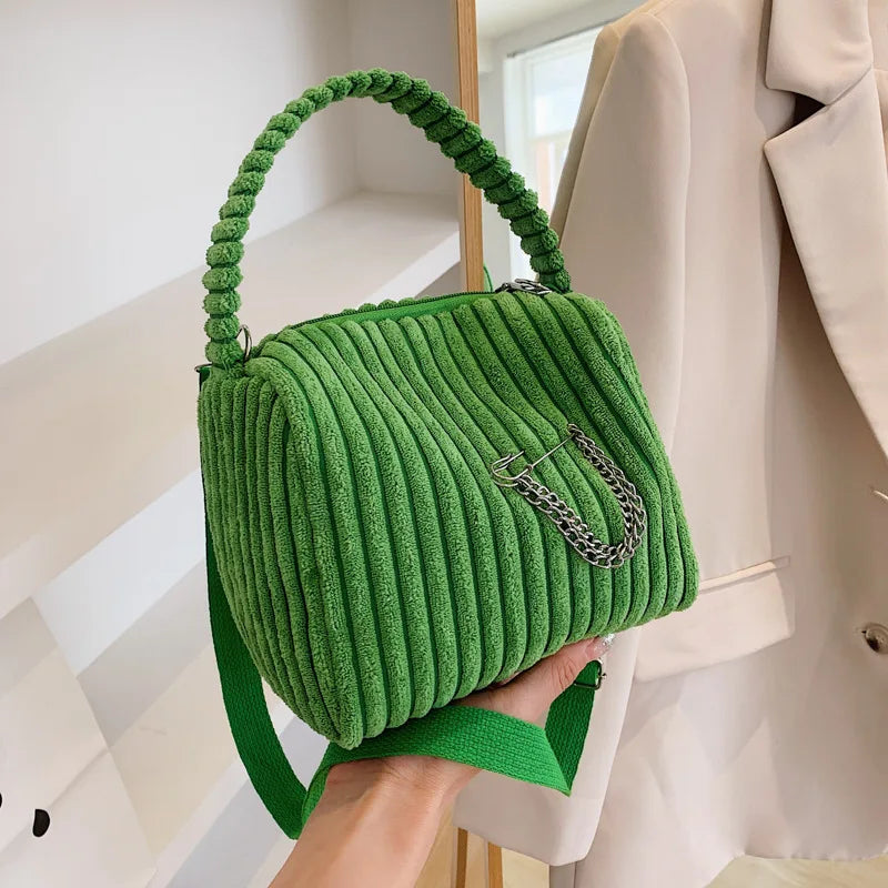 Corduroy Women Bags Casual Shoulder Messenger Bag Canvas Lady Tote Purse