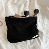 Corduroy Women Cosmetic Bag Makeup Pouch Hand Travel Zipper Clutch Phone Purse