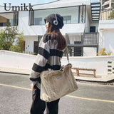 Corduroy Women Handbags Casual Large Capacity Ladies Crossbody Bag