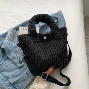 Corduroy Women's Bag Soft Handbags Totes Casual Crossbody Tote Bags
