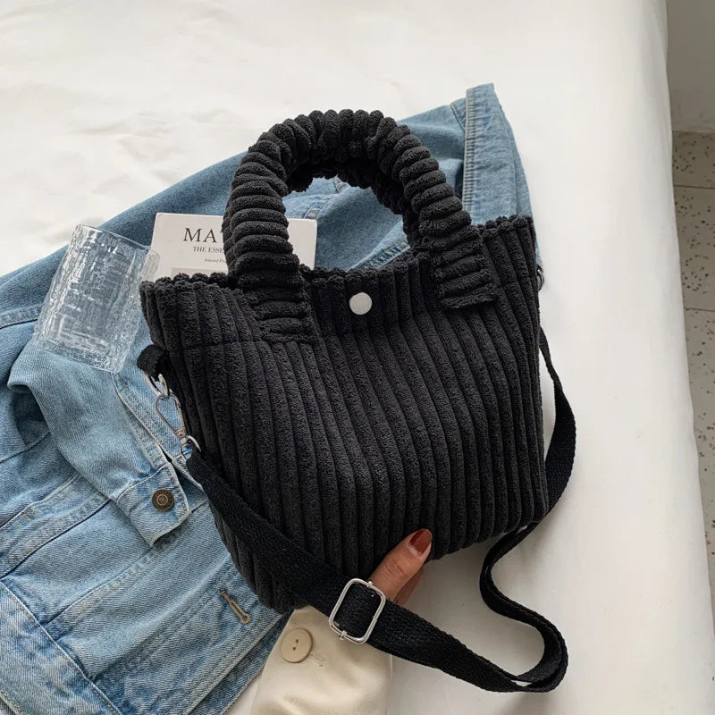 Corduroy Women's Bag Soft Handbags Totes Casual Crossbody Tote Bags