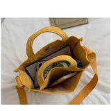 Corduroy Canvas Shoulder Bag Crossbody Tote Handbag with Short Handle