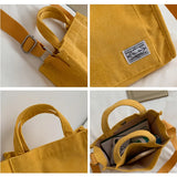 Corduroy Canvas Shoulder Bag Crossbody Tote Handbag with Short Handle