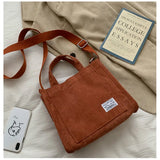 Corduroy Canvas Shoulder Bag Crossbody Tote Handbag with Short Handle