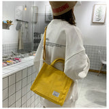 Corduroy Canvas Shoulder Bag Crossbody Tote Handbag with Short Handle