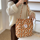 Corduroy Shoulder Bag - Large Capacity Retro Style Women's Bag