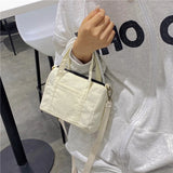 Corduroy Women's Shoulder Bag Canvas Handbag Zipper Totes Casual Purse