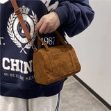 Corduroy Women's Shoulder Bag Canvas Handbag Zipper Totes Casual Purse
