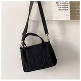 Corduroy Women's Shoulder Bag Canvas Handbag Zipper Totes Casual Purse