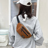 Corduroy Women's Waist Bag Small Canvas Ladies Casual Shoulder Crossbody Bags
