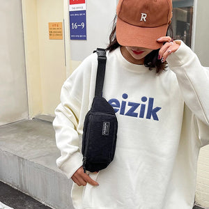 Corduroy Women's Waist Bag Canvas Shoulder Crossbody Fanny Pack