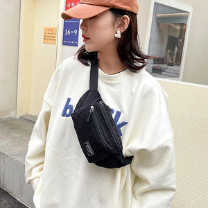 Corduroy Women's Waist Bag Canvas Crossbody Fanny Pack
