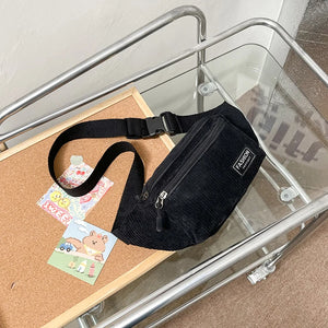 Corduroy Small Waist Bag Canvas Shoulder Crossbody for Women