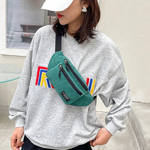 Corduroy Women's Waist Bag Canvas Shoulder Crossbody Bag