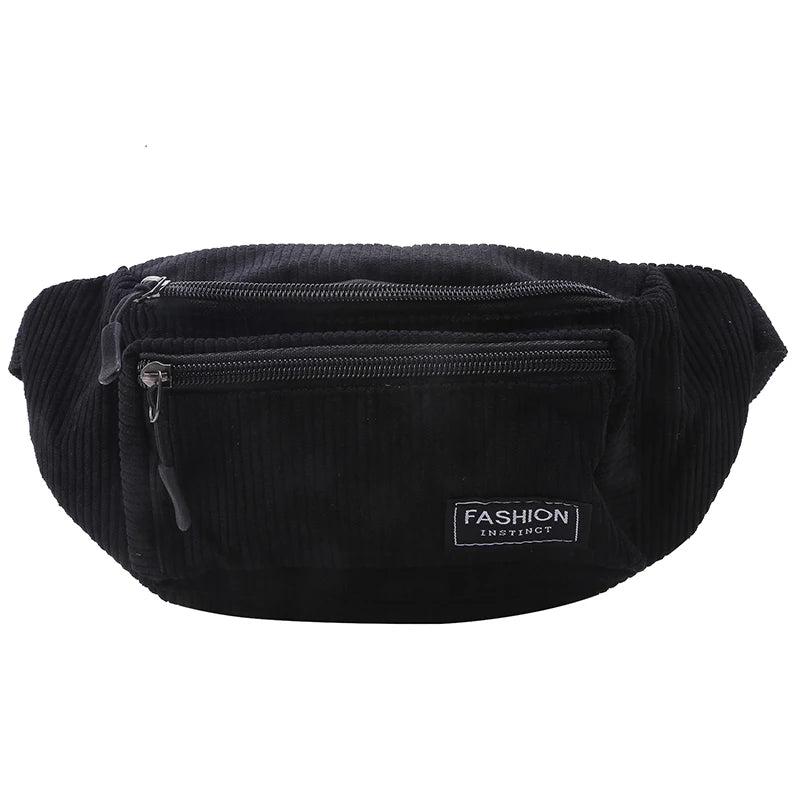 Corduroy Women's Waist Bag Canvas Crossbody Fanny Pack