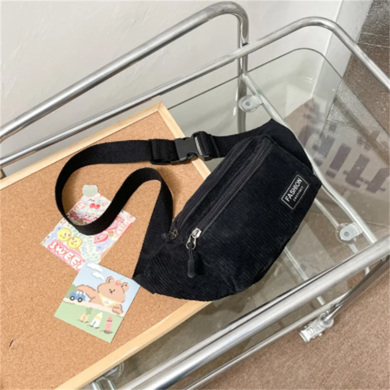Corduroy Waist Bag Women Canvas Shoulder Crossbody Fanny Pack