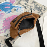 Corduroy Women's Waist Bag Canvas Shoulder Crossbody Fanny Pack Phone Chest Bag