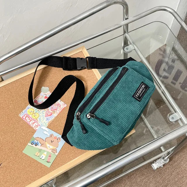 Corduroy Women's Waist Bag Small Canvas Crossbody Bag