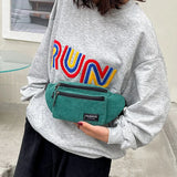 Corduroy Women's Waist Bag Canvas Shoulder Crossbody Fanny Pack Phone Chest Bag