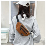 Corduroy Women's Waist Bag Canvas Shoulder Crossbody Bags
