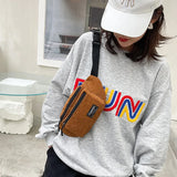 Corduroy Women's Waist Bag Canvas Shoulder Crossbody Fanny Pack Phone Chest Bag