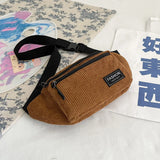 Corduroy Women's Waist Bag Canvas Ladies Shoulder Crossbody Bags