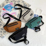Corduroy Women's Waist Bag Small Canvas Ladies Shoulder Crossbody Bags
