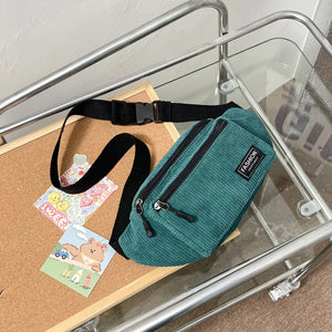 Corduroy Women's Waist Bag Small Canvas Ladies Shoulder Crossbody