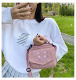 Corduroy Zipper Bag Preppy Style Student Tote Shoulder Messenger Bags