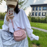 Corduroy Zipper Bag Preppy Style Student Tote Shoulder Messenger Bags