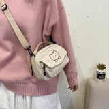 Corduroy Zipper Bag Satchel Travel Purse Handbag for Women Girls