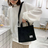 Corduroy Zipper Women Handbags Small Canvas Shoulder Bag Casual Tote Eco Crossbo