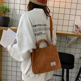 Corduroy Zipper Women Handbags Small Canvas Shoulder Bag Casual Tote Eco Crossbo