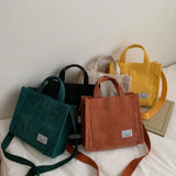Corduroy Zipper Women Handbags Small Canvas Shoulder Bag Casual Tote Eco Crossbo