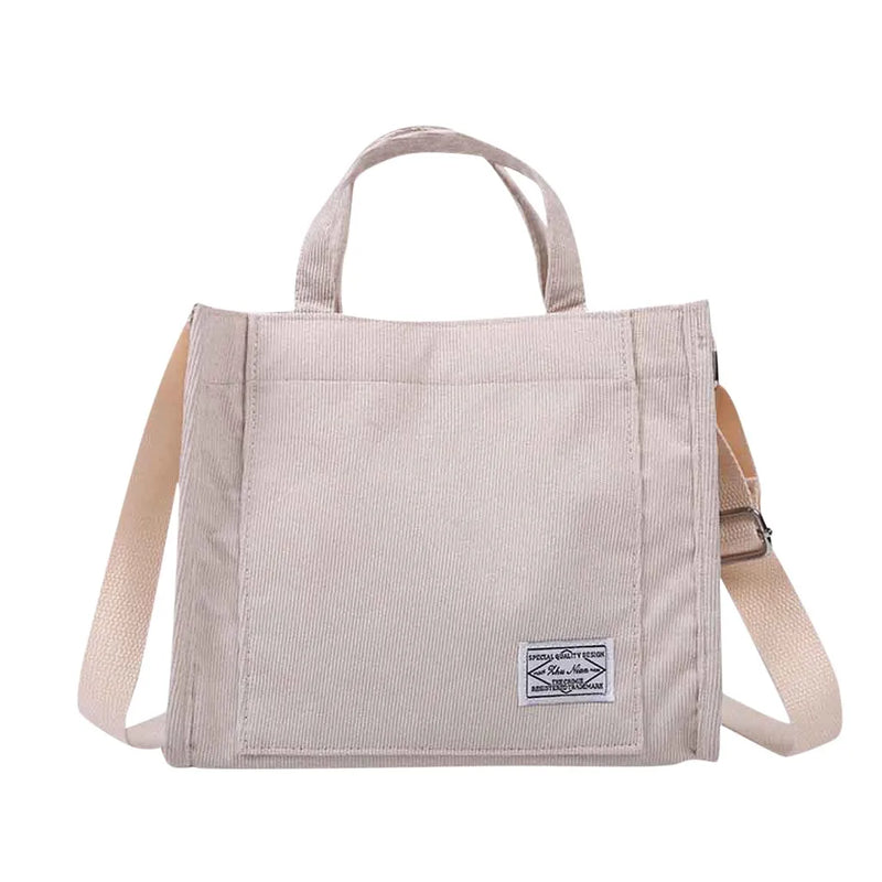 Corduroy Zipper Women Handbags Small Canvas Shoulder Bag Casual Tote Eco Crossbo