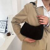Corduroy Small Bag Retro Armpit Bag Chain Shoulder Bag