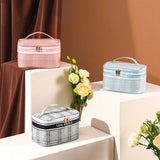 Plaid Pattern Cosmetic Bag with Large Storage Capacity