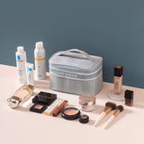 Plaid Pattern Cosmetic Bag with Large Storage Capacity