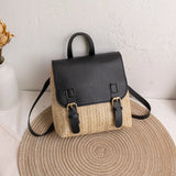 Vintage Straw Backpack Women's Bag