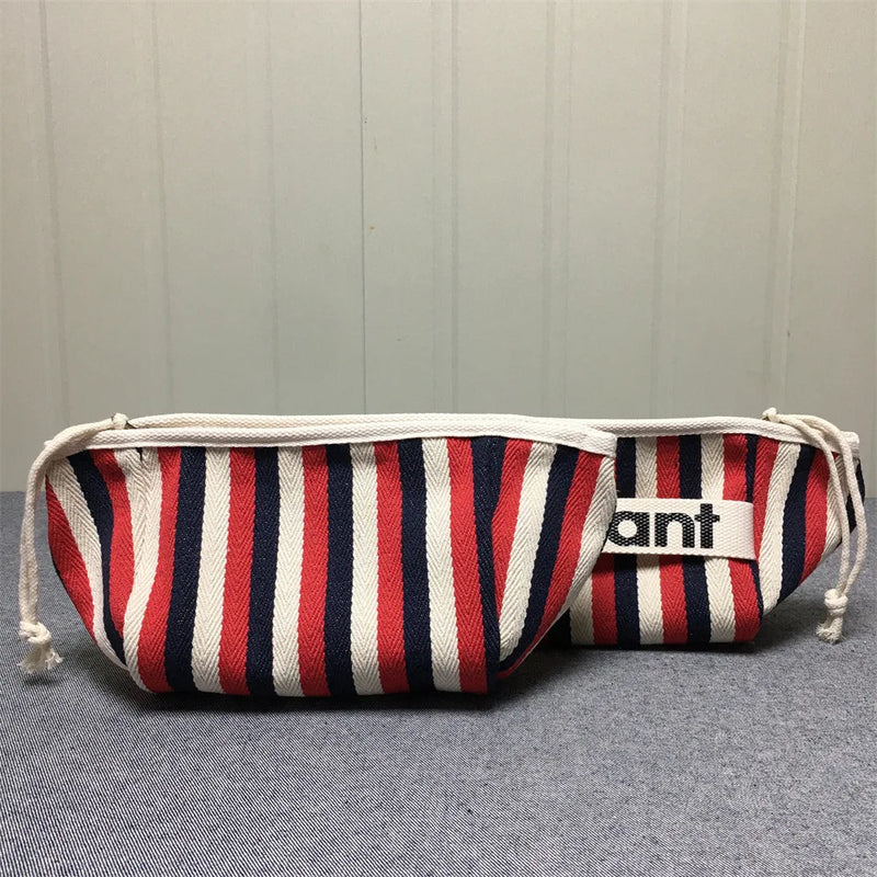 Striped Makeup Case Organizer Tassel Cosmetic Pouch Travel Toiletry Bag