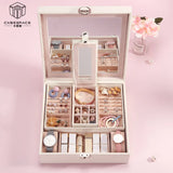Lockable Mirror Jewelry Box Necklace Earring Storage Box