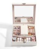 Lockable Mirror Jewelry Box Necklace Earring Storage Box