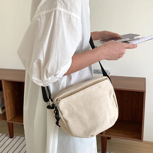 Canvas Zipper Saddle Bag Women's Shoulder Crossbody